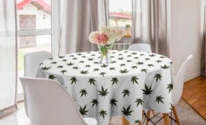 Abakuhaus Tischdecke "Kreis Tischdecke Abdeckung für Esszimmer Küche Dekoration", Botanisch Hanf-Blätter Wiederholung