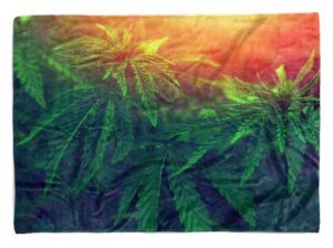 Sinus Art Handtücher "Handtuch Strandhandtuch Saunatuch Kuscheldecke mit Fotomotiv Cannabis Hanf Blüt" (1-St), Handtuch