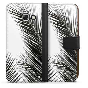 Galaxy A3 (2017) Handy Klapphülle Handyhülle aus Kunst Leder schwarz Flip Case Jungle Palm Tree Leaves Sideflip mit Lasche