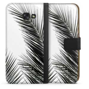Galaxy A5 (2017) Handy Klapphülle Handyhülle aus Kunst Leder schwarz Flip Case Jungle Palm Tree Leaves Sideflip mit Lasche