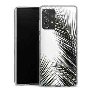 Galaxy A72 Handy Silikon Hülle Case transparent Handyhülle Jungle Palm Tree Leaves Silikon Case
