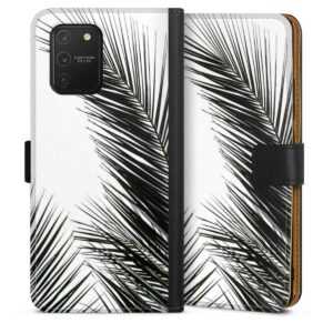 Galaxy S10 Lite Handy Klapphülle Handyhülle aus Kunst Leder schwarz Flip Case Jungle Palm Tree Leaves Sideflip mit Lasche