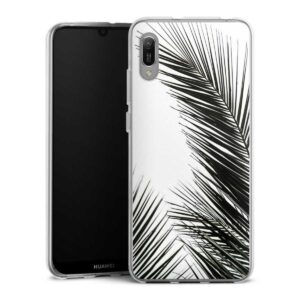 Huawei Y6 (2019) Handy Silikon Hülle Case transparent Handyhülle Jungle Palm Tree Leaves Silikon Case