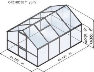 KGT Gewächshaus "Orchidee IV", BxTxH: 297 x 429 x 233 cm, 10 mm Wandstärke, inkl. Regenrinne