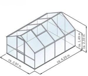 KGT Gewächshaus "Tulpe IV", BxTxH: 297 x 429 x 233 cm, 16 mm Wandstärke