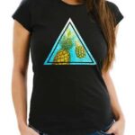 Neverless Print-Shirt "Damen T-Shirt Foto Print Ananas Palmen Galaxy Sommer Tropical Dreieck Neverless®" mit Print