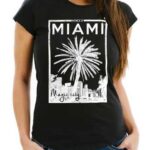 Neverless Print-Shirt "Damen T-Shirt Miami Beach Palmen Skyline Slim Fit Neverless®" mit Print