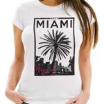 Neverless Print-Shirt "Damen T-Shirt Miami Beach Palmen Skyline Slim Fit Neverless®" mit Print