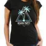 Neverless Print-Shirt "Damen T-Shirt Sommer-Shirt Palmen Beach Party Party-Shirt Slim Fit Neverless®" mit Print