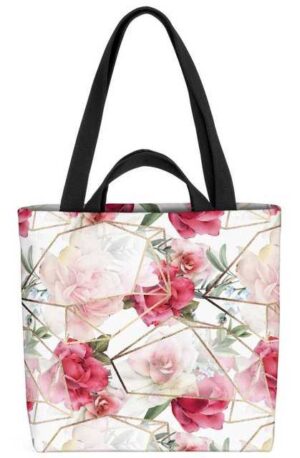 VOID Henkeltasche (1-tlg), Rosen Gewächshaus Design Rosen Blumen-Muster Gold Kunst Design geblümt