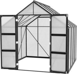 Vitavia Gewächshaus "Domus 6700", BxTxH: 257 x 263 x 253,9 cm, 4 mm Wandstärke, mit Doppelschwingtüren und bodentiefer Türschwelle, 4 mm Hohlkammerplatten