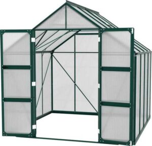 Vitavia Gewächshaus "Domus 6700", BxTxH: 257 x 263 x 253,9 cm, 4 mm Wandstärke, mit Doppelschwingtüren und bodentiefer Türschwelle, 4 mm Hohlkammerplatten