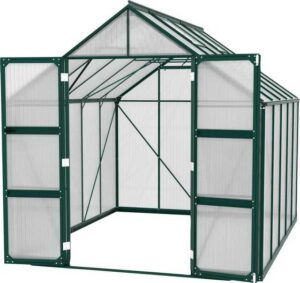 Vitavia Gewächshaus "Domus 8300", BxTxH: 257 x 325 x 253,9 cm, 6 mm Wandstärke, mit Doppelschwingtüren und bodentiefer Türschwelle, 6 mm Hohlkammerplatten