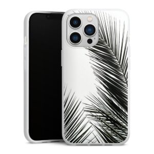 iPhone 13 Pro Handy Silikon Hülle Case weiß Handyhülle Jungle Palm Tree Leaves Silikon Case