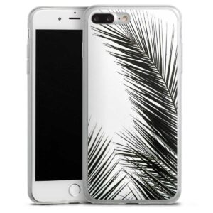 iPhone 8 Plus Handy Slim Case extra dünn Silikon Handyhülle transparent Hülle Jungle Palm Tree Leaves Silikon Slim Case