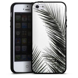 iPhone SE (2016-2019) Handy Silikon Hülle Case schwarz Handyhülle Jungle Palm Tree Leaves
