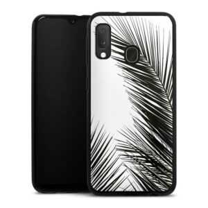 Galaxy A20e Handy Silikon Hülle Case schwarz Handyhülle Jungle Palm Tree Leaves