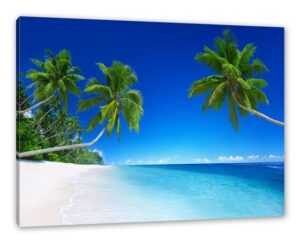 Pixxprint Leinwandbild Palmen über dem Meer, Palmen über dem Meer (1 St), Leinwandbild fertig bespannt, inkl. Zackenaufhänger