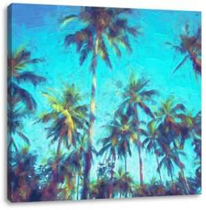 Pixxprint Leinwandbild Tropische Palmen Kunst, Tropische Palmen Kunst (1 St), Leinwandbild fertig bespannt, inkl. Zackenaufhänger