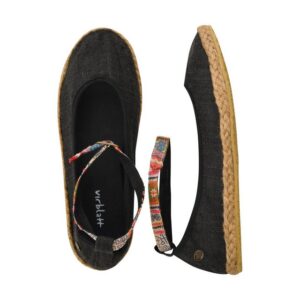 virblatt Espadrilles Damen, Hanf, Freizeitschuhe Sommerschuhe Hippie Damen Ballerina Knöchelband mit Ethnoverzierung