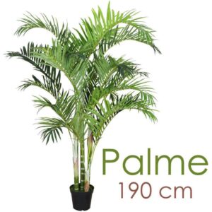 Künstliche Palme groß Kunstpalme Kunstpflanze Palme künstlich wie echt Plastikpflanze Arekapalme 190 cm hoch Balkon Dekoration Deko Decovego