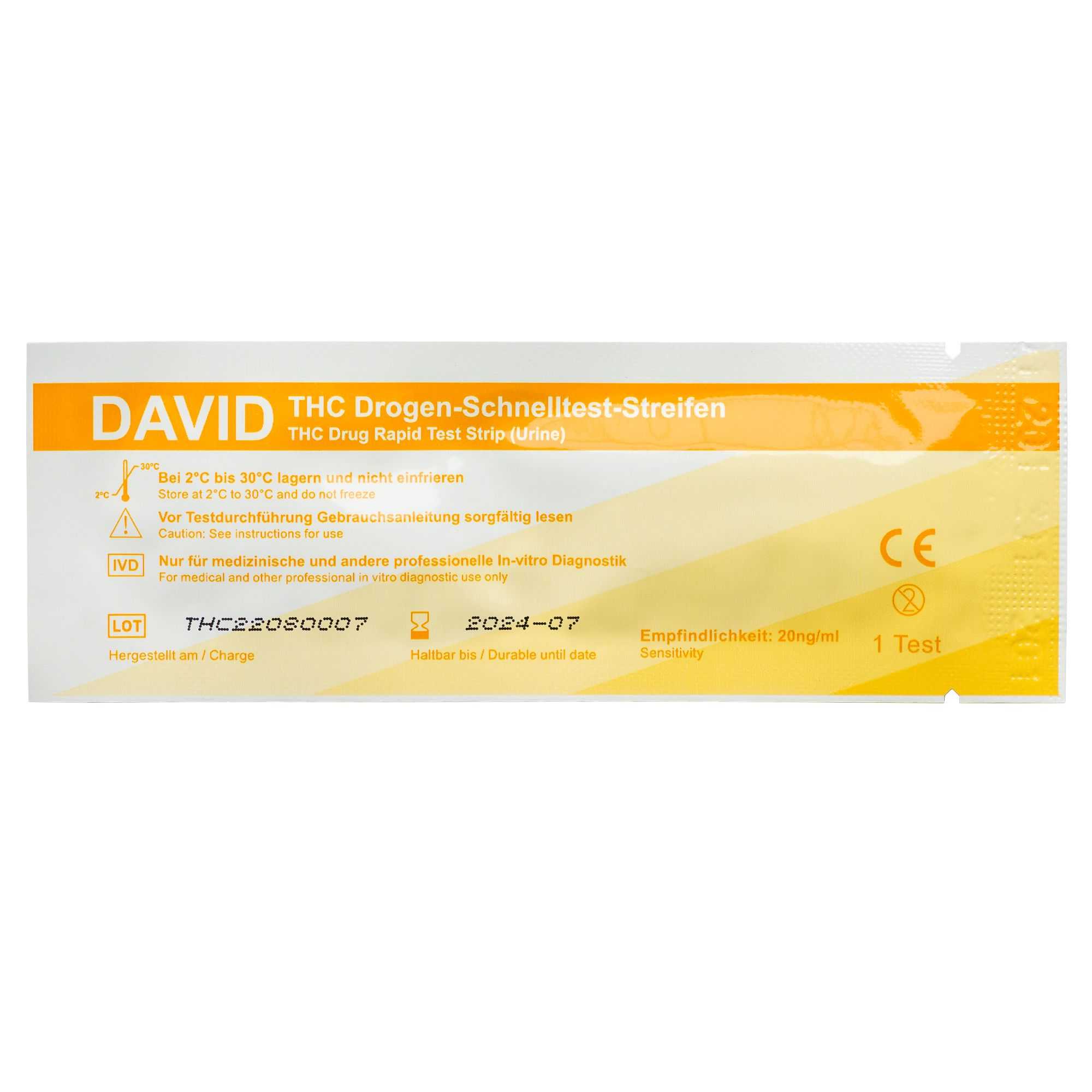 David THC Drogentest Streifen 20ng/ml Cannabis drug test