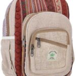 Guru-Shop Freizeitrucksack Bunter Ethno Hanf Rucksack - beige/rost