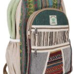 Guru-Shop Freizeitrucksack Ethno Hanf Rucksack - grün/bunt