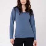 Longsleeve mit gerollten Kragen aus Hanf & Bio Baumwolle