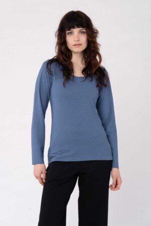 Longsleeve mit gerollten Kragen aus Hanf & Bio Baumwolle